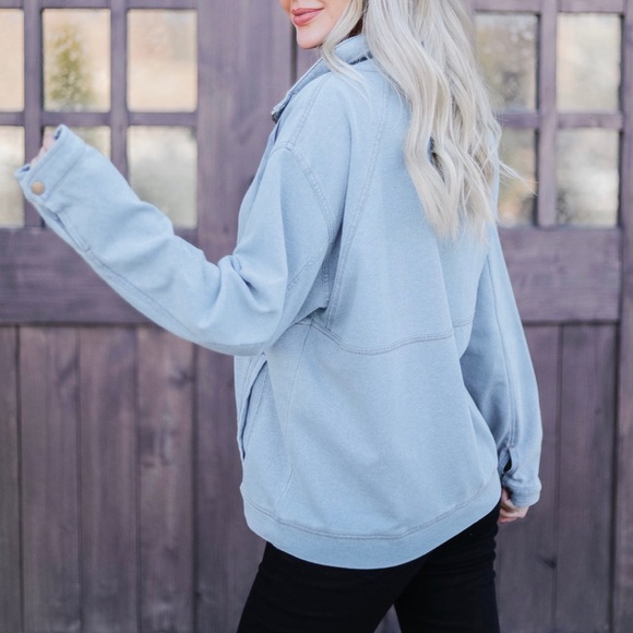 Denim Half Zip Pullover - Picture 3 of 8